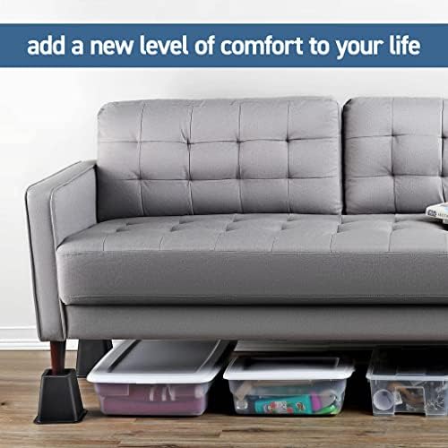 Home It Adjustable Bed Risers 4 Pack Black 3 5 8 Inch