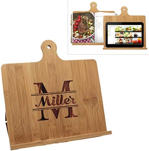 Personalized Bamboo Cookbook Holder with Monogram