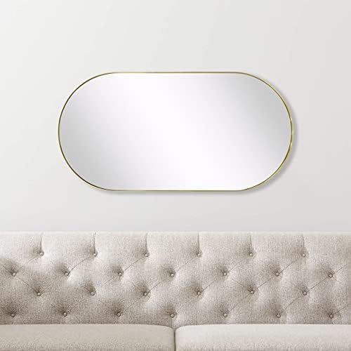 TEHOME Brushed Gold Oval Wall Mirror 20x40 Inch