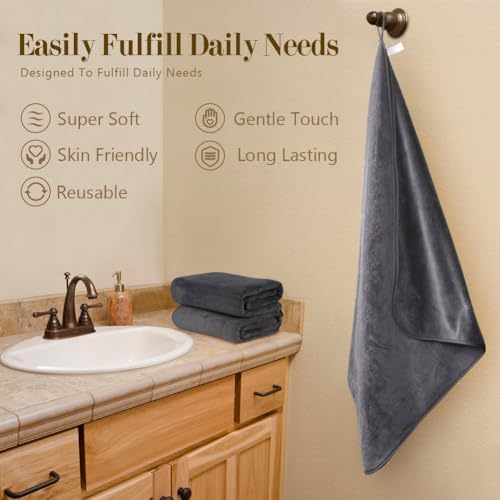 Orighty Bath Towels Pack of 2 - Soft Microfiber Quick Drying Grey