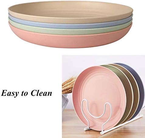 WANBY Lightweight Wheat Straw Plates Unbreakable Dinnerware Set 8 Pack
