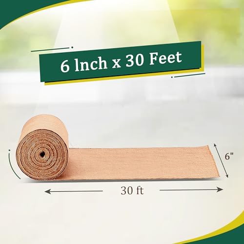 FIBEUSION Burlap Table Runner 6 x 30ft No-Fray Edge