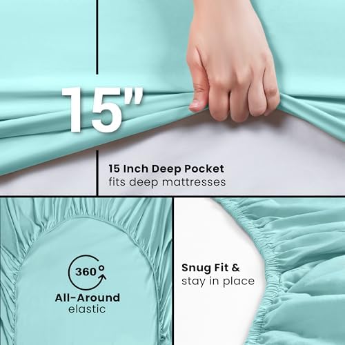 Utopia Bedding Twin Fitted Sheet Spa Blue
