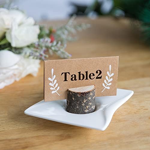20Pcs Wood Place Card Holders with 24Pcs Kraft Place Cards