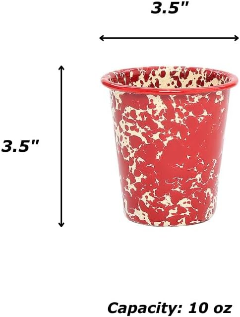 Crow Canyon Home Enamelware Tumbler 10 Ounce Blue White Splatter Single