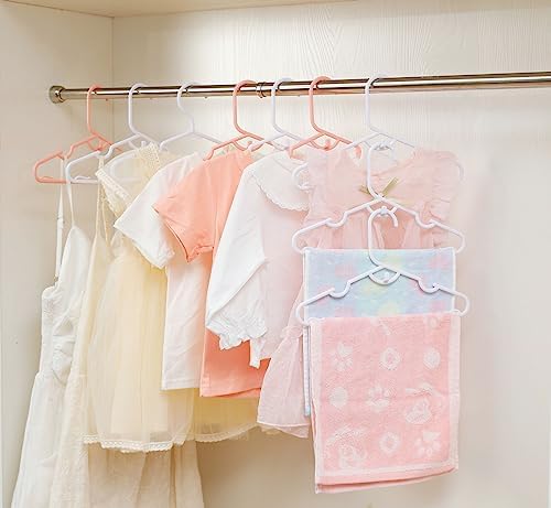 Stackable Kids Hangers 100 Pink Pieces Non-Slip Shoulder Grooves