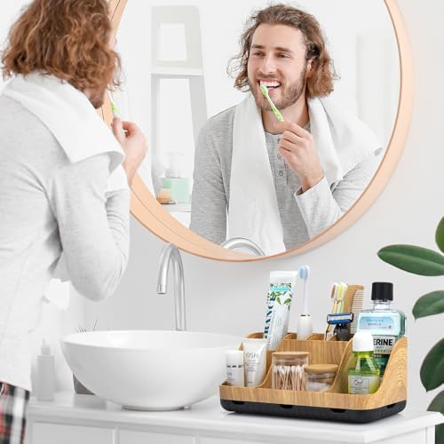 GFWARE 7 Slot Wood Toothbrush Holder Organizer