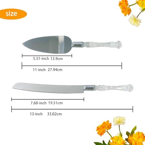 Adorox Cake Knife and Server Set with Acrylic Faux Crystal Handles