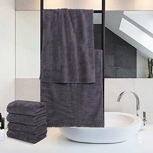 MOONQUEEN 6 Pack Hand Towels Gray 16x28 Inches
