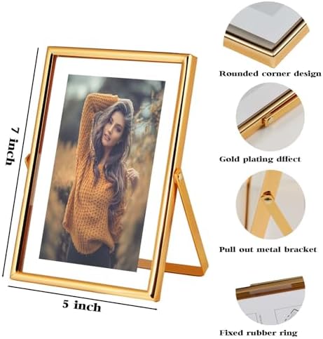 Xinkerco 5x7 Gold Floating Frame 2 Pack for 4x6 and 3x5 Photos