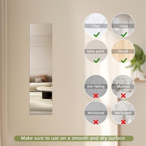 Quacc 4 Pc Self Adhesive Mirrors 8x8 Inch Frameless Tiles