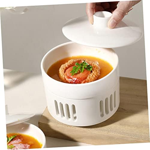 Alipis Ceramic Soup Stew Bowl with Heating Candle Base