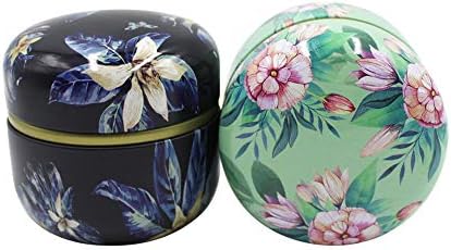2 Pack Mini Tea Storage Containers with Flowers Pattern