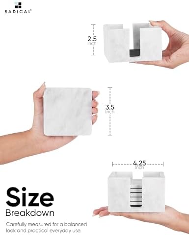 Radicaln Marble Coasters Set of 6 with Holder