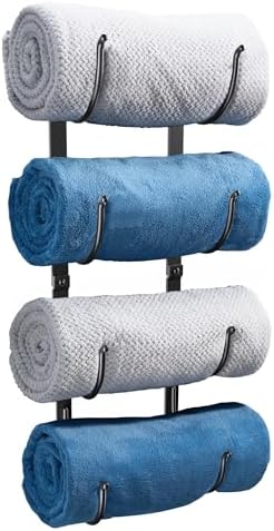 4-Tier Black Metal Towel Rack for Bathroom