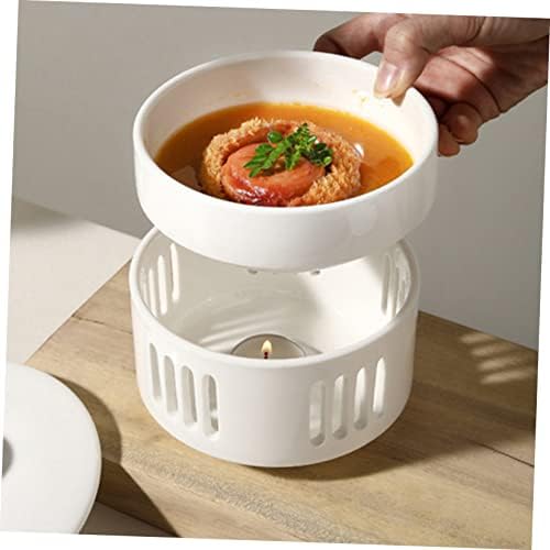 Alipis Ceramic Soup Stew Bowl with Heating Candle Base