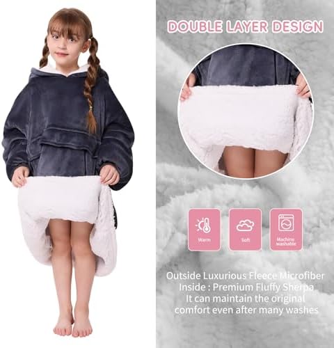 Yescool Wearable Blanket Hoodie for Kids