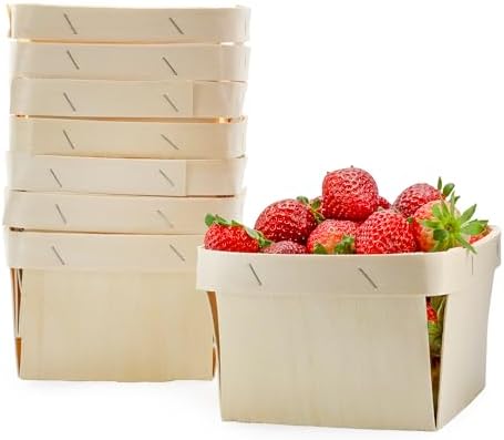 Cornucopia Brands 8 Pack Quart Wooden Berry Baskets