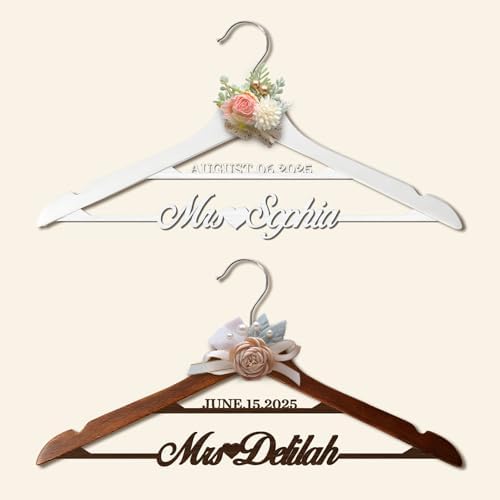 Custom Wooden Wedding Dress Hanger for Bride and Bridesmaid