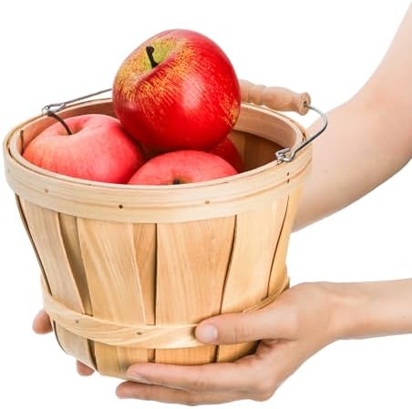Okllen 2 Pack Round Wooden Baskets with Handle