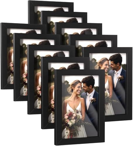 HappyHapi 4x6 Picture Frame Set of 10 Black