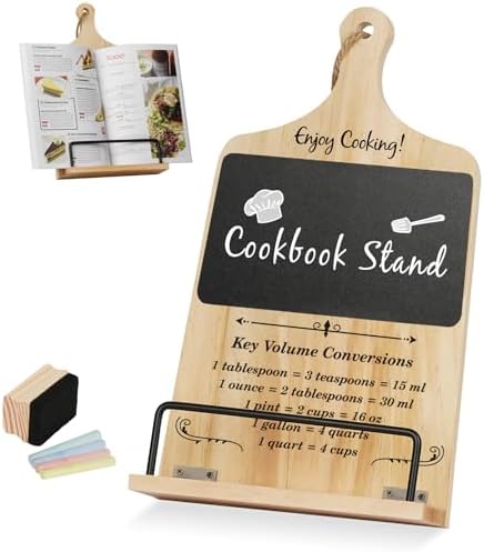 Stylish Cookbook Stand with Chalkboard Eraser