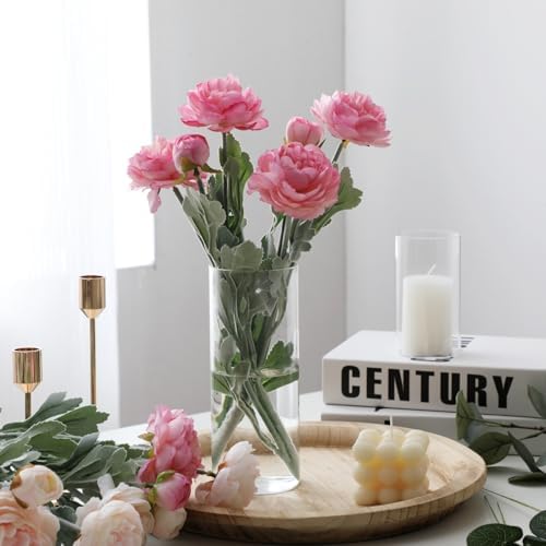 Set of 16 Glass Cylinder Vases with 24 Floating Candles for Centerpieces