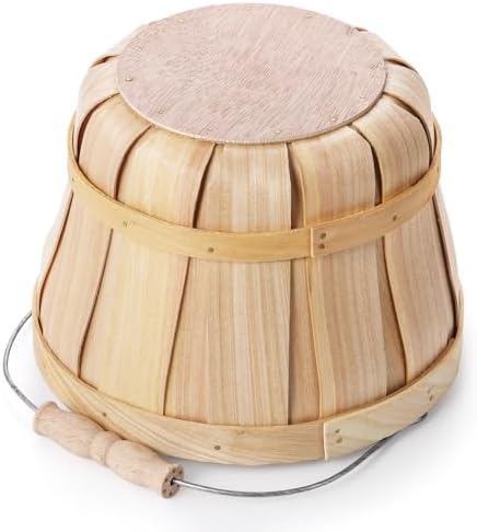 Okllen 2 Pack Round Wooden Baskets with Handle