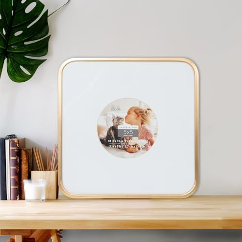 Gold Rounded 5x5 Frame with Circle Mat 12 Pack