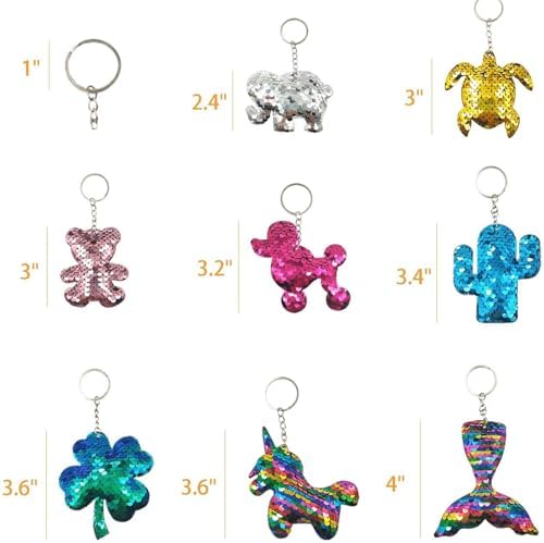 GuassLee 15Pcs Flip Sequin Keychain Set