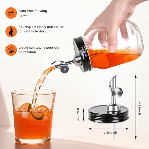 Auto Flip Dispenser Spouts for Mason Jars Black