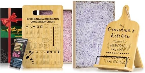Bamboo Cutting Board with Conversion Chart and Cookbook Stand