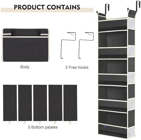 Over The Door Hanging Organizer 5 Shelves 10 Pockets Black