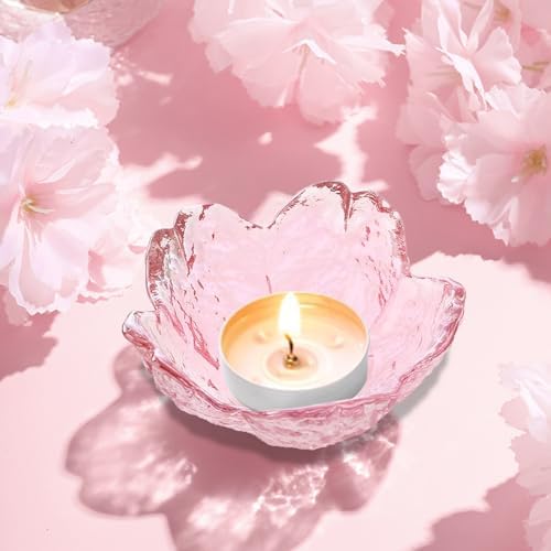 Elegant Cherry Blossom Glass Candle Holder Set of 6