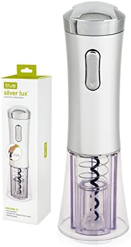 True Lux Electric Rechargeable Corkscrew Bottle Opener Silver