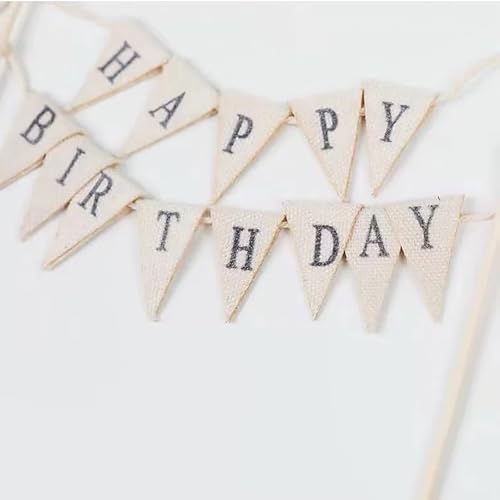 Happy Birthday Cake Topper with Wood Poles