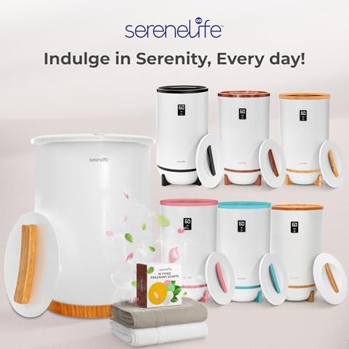 SereneLife Bucket Towel Warmers White Large Towel Heater for Spa and Bathroom