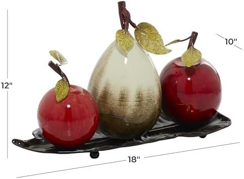 Deco 79 Red Metal Fruit Sculpture Decor Platter