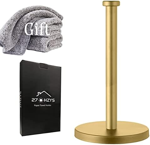 Gold Paper Towel Holder with Weighted Base
