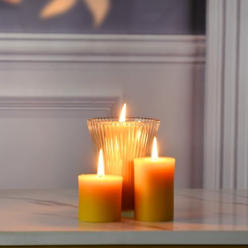 DEYBBY Natural Beeswax Pillar Candle Set 2 Pack Brown Raw