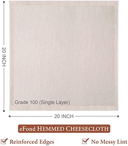 eFond Cheese Cloths 12 PCS 20x20 Inch Grade 100 Hemmed