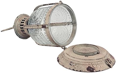 Stonebriar Antique White Metal Votive Candle Lantern with Handle 1