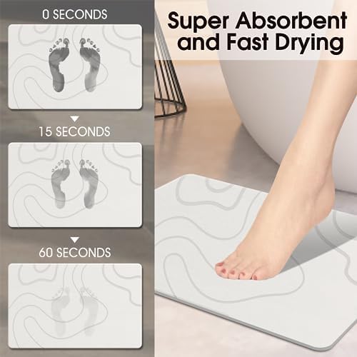 ZIKIBL Stone Bath Mat Non-Slip Durable 24x16 White