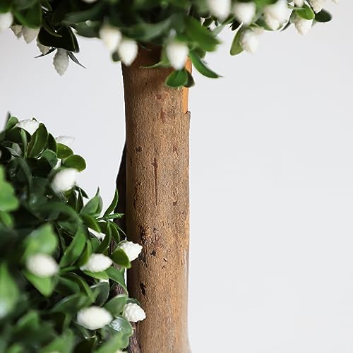 Momoplant 2 Pack 35 Inch Artificial Triple Topiary Ball White Plant