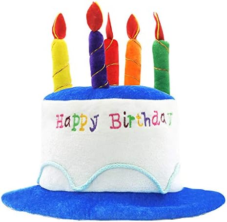 Novelty Place Blue Plush Happy Birthday Cake Hat