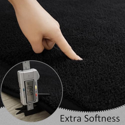 Soft Runner Rugs for Bedroom 2x6 Black Non Slip