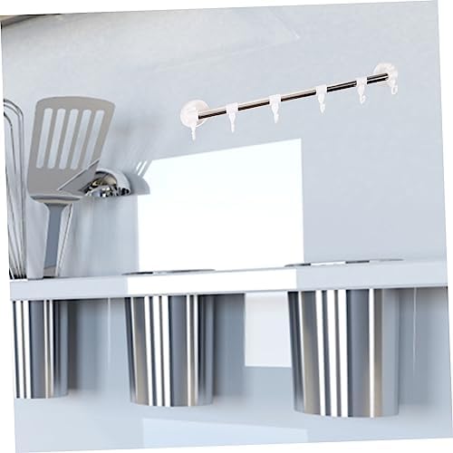 Adjustable Chrome Towel Bar Wall Mount Pot Rack Suction Cup Hooks