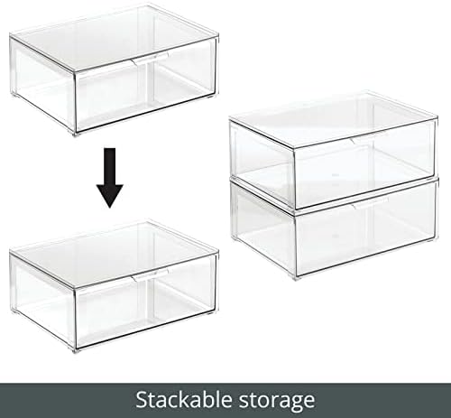 mDesign Clear Plastic Stackable Drawer Organizers 4 Pack