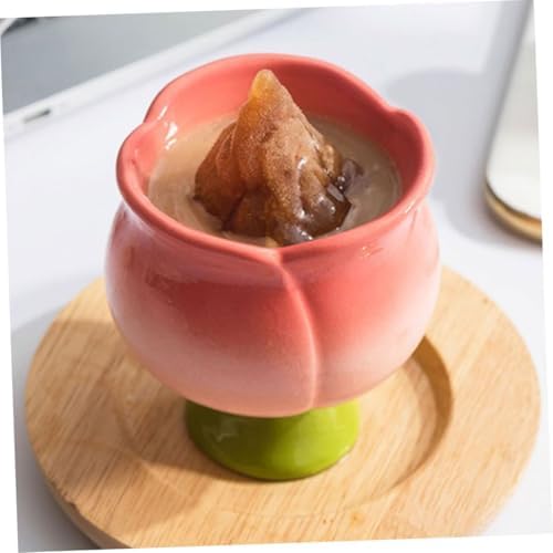 Floral Ceramic Dessert Bowl with Highfoot Design