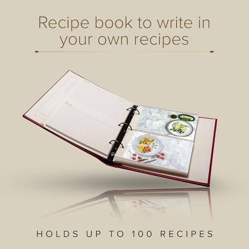 Gallery Leather Recipe Holder Book - 3 Ring Binder with Plastic Sleeves